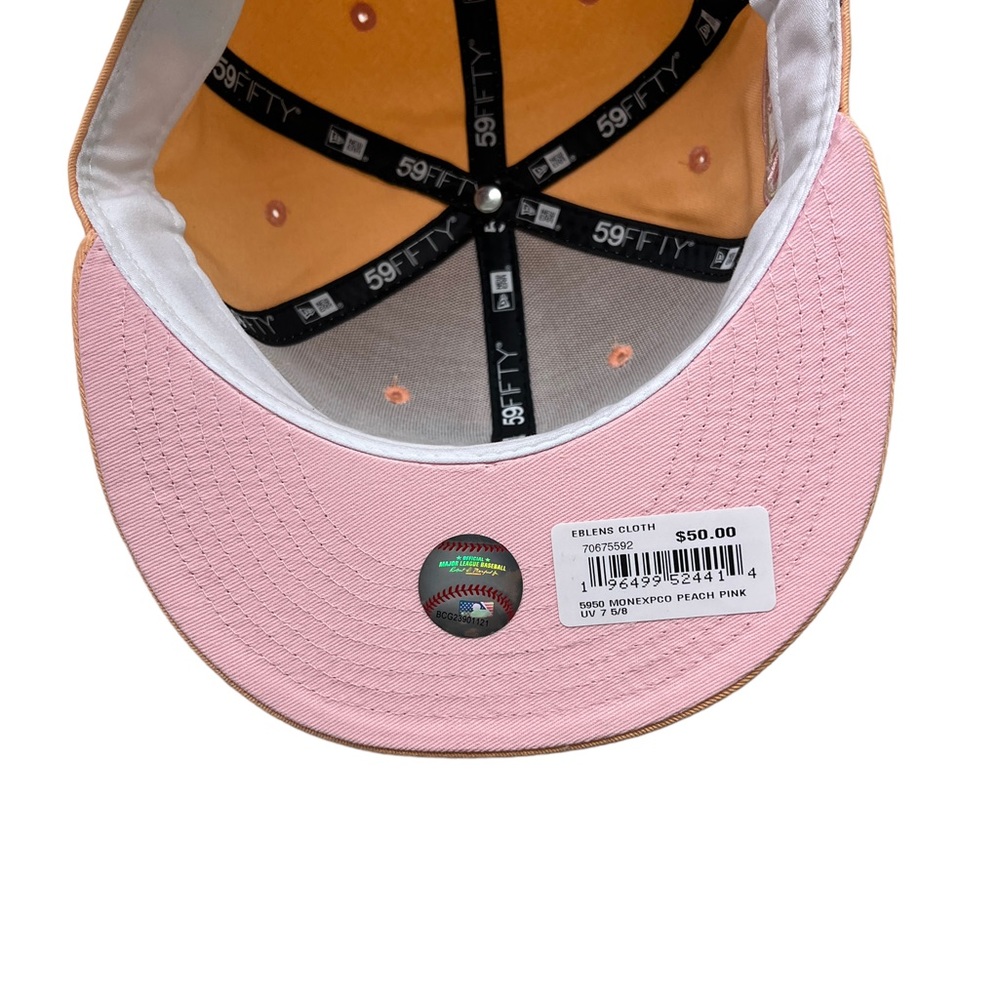 New Era Montreal Expos Peaches & Cream 59FIFTY Fitted Hat 40 Year Patch Sz 7 5/8 - Picture 5 of 5